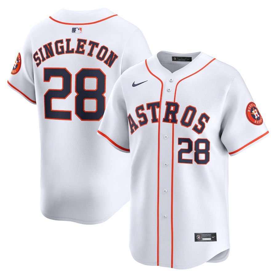 Men Houston Astros 28 Jon Singleton Nike White Home Limited Player MLB Jersey